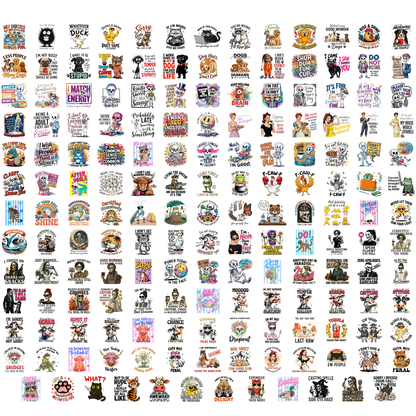 1200+ Sarcastic PNG Bundle, Funny Quotes PNG, Snarky Sublimation Designs, Raccoon Meme PNG, Retro Funny T-Shirt Design Digital Download
