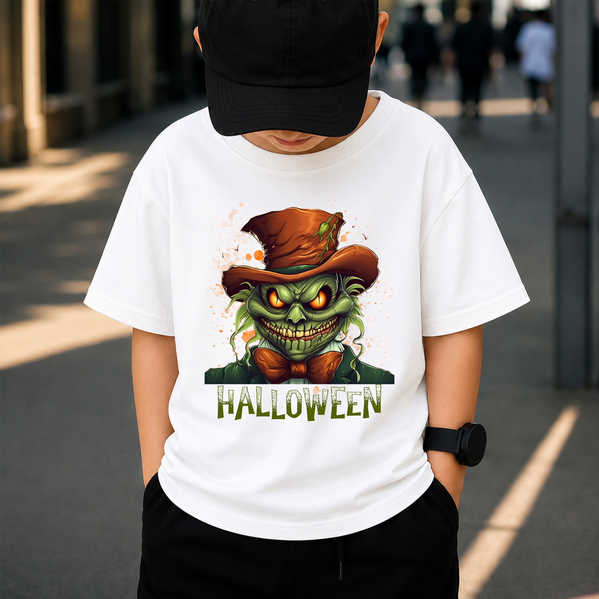 Scary Green Monster Halloween PNG Sublimation Design - Beetlejuice Style Horror Gentleman Digital File (4500x5000px, 300 DPI Transparent PNG)