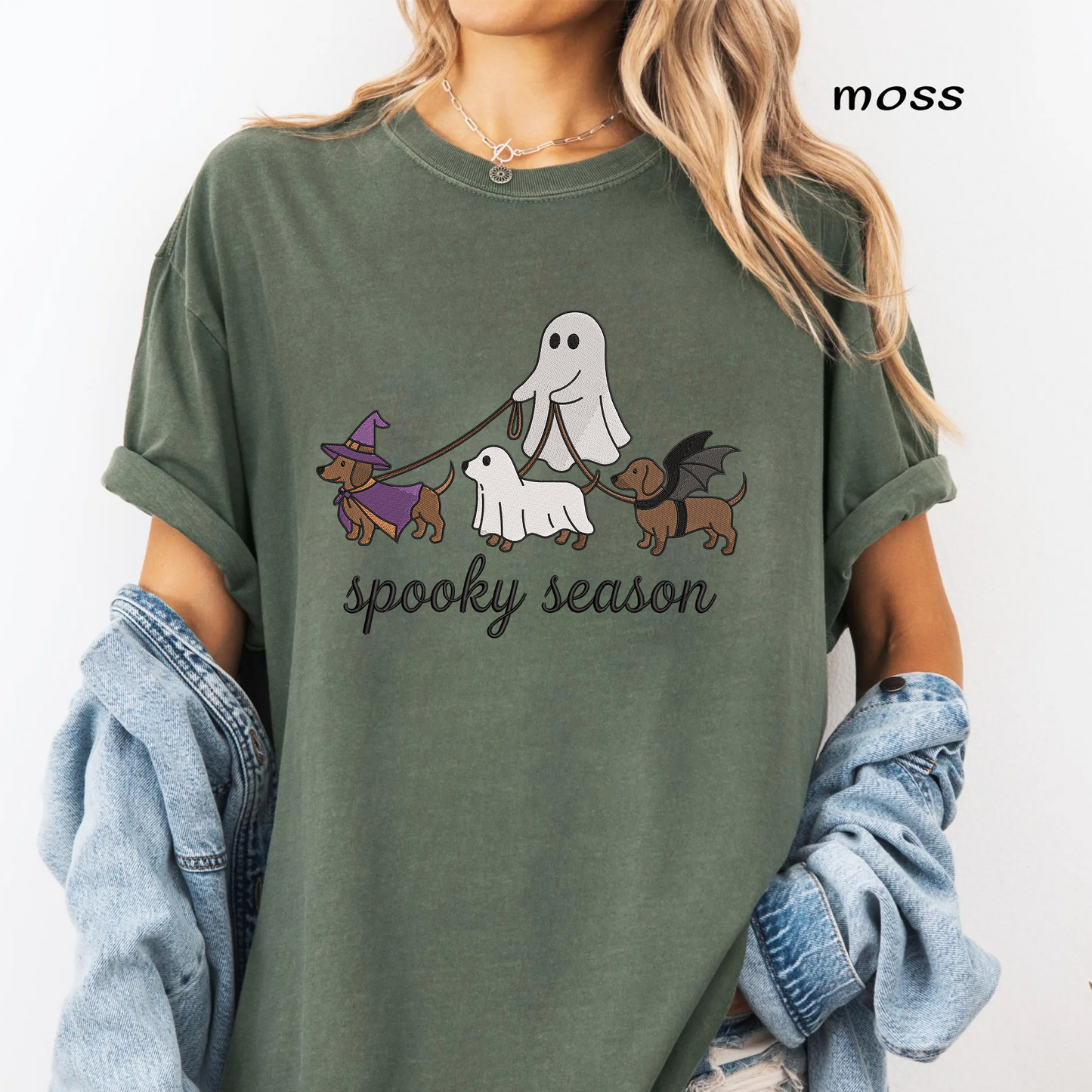 Ghost Walking Dachshund Dogs Machine Embroidery Design - Spooky Season Pet Lover Digital File (4in, 5in, 7in, 9in) - EMB, DST, JEF, EXP, PES, VP3, HUS, XXX