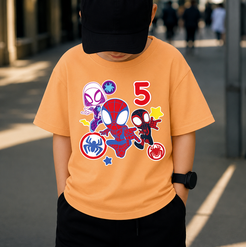 Web Hero Birthday PNG, Super Hero Boy 5th Birthday Shirt Design, Cute Comic Style Kids Sublimation, Printable Digital Download