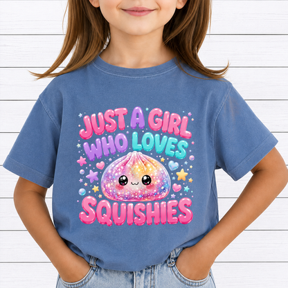 Just A Girl Who Loves Squishies PNG Bundle 35 Designs - Cute Kawaii Rainbow Dumpling Butter Toy Slime Kids Shirt Sublimation Digital File (4500x5000px, 300 DPI Transparent PNG)