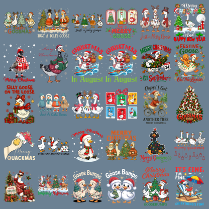 Silly Goose Christmas Bundle, Funny Holiday Goose PNG, Cute Winter Goose Clipart, Festive Christmas Sublimation Designs, Digital Download