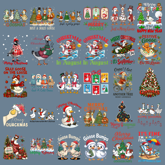 Silly Goose Christmas Bundle, Funny Holiday Goose PNG, Cute Winter Goose Clipart, Festive Christmas Sublimation Designs, Digital Download