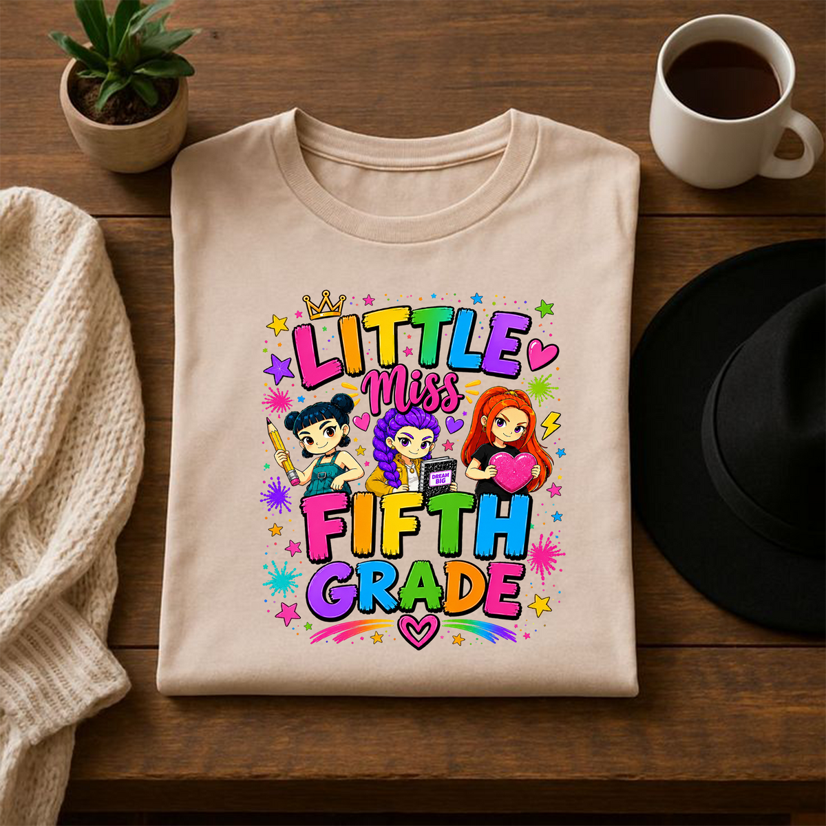 Fifth Grade Girl PNG | Cute Back to School Shirt Design | Colorful Student Sublimation Graphic | Instant Digital Download