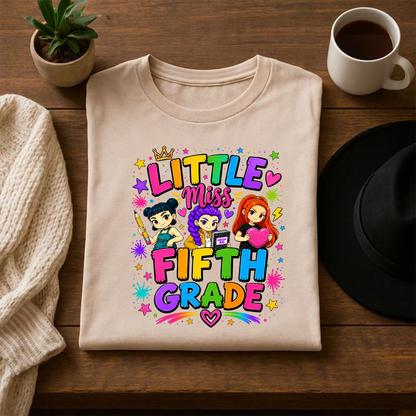 Fifth Grade Girl PNG | Cute Back to School Shirt Design | Colorful Student Sublimation Graphic | Instant Digital Download