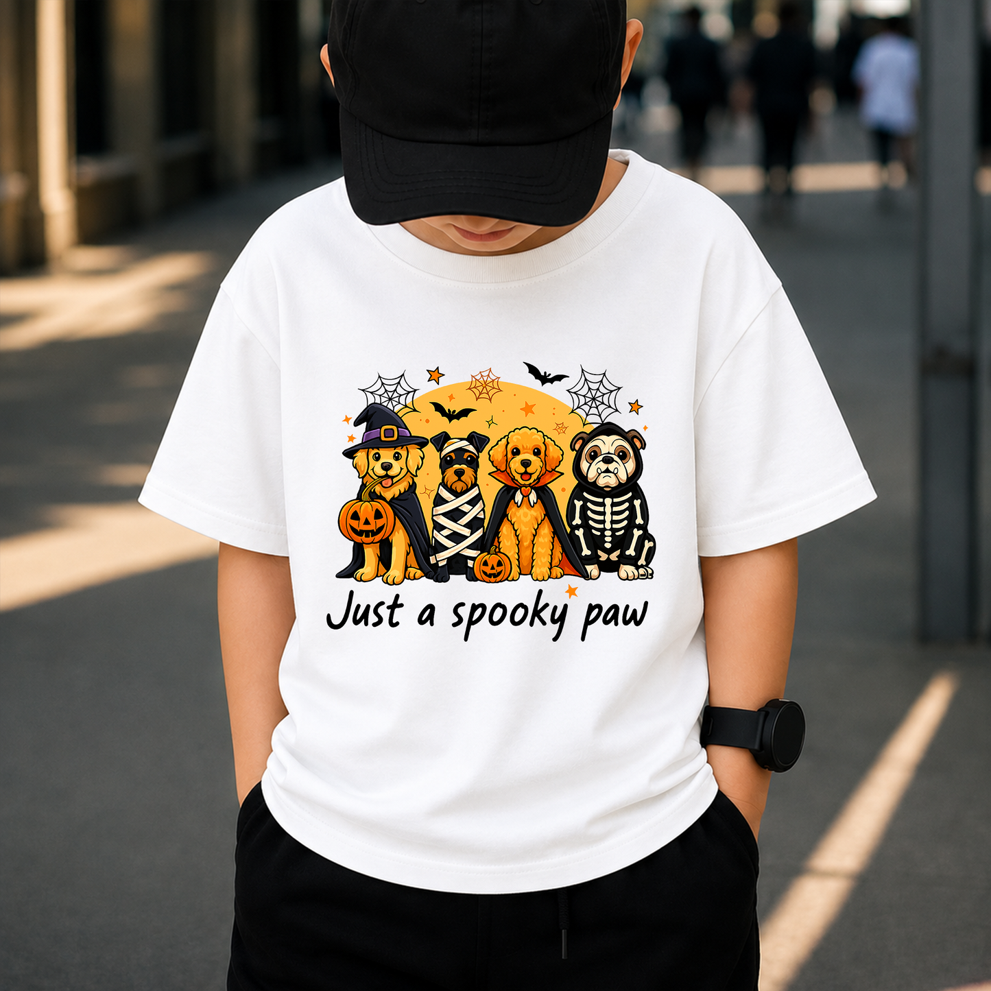 Halloween Dogs PNG Sublimation Design - Cute Spooky Dog Mom Golden Retriever Doberman Poodle Bulldog Digital File (4500x5000px, 300 DPI Transparent PNG)