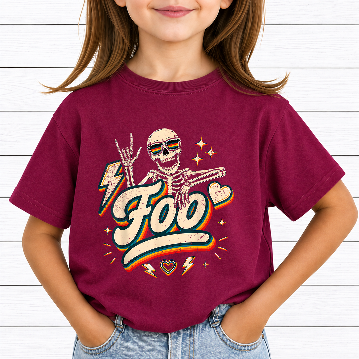 Retro Skeleton Foo Rocker PNG Sublimation Design - Vintage Rock Skeleton PNG - 4500x5000px High Resolution Digital Download Commercial Use