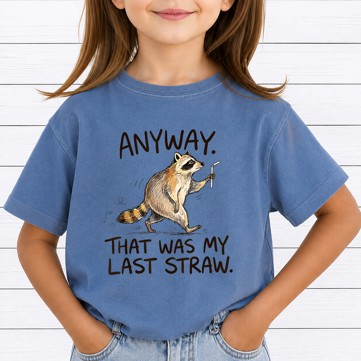 That Was My Last Straw Raccoon PNG Sublimation Design - Funny Sarcastic Trash Panda Pun Meme Digital File (4500x5000px, 300 DPI Transparent PNG)