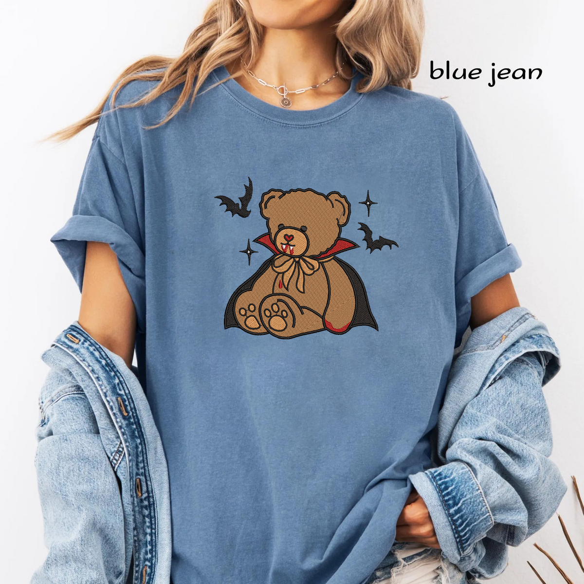 Vampire Teddy Bear Machine Embroidery Design - Cute Dracula Bear Halloween Digital File (4in, 5in, 7in, 9in) - EMB, DST, JEF, EXP, PES, VP3, HUS, XXX