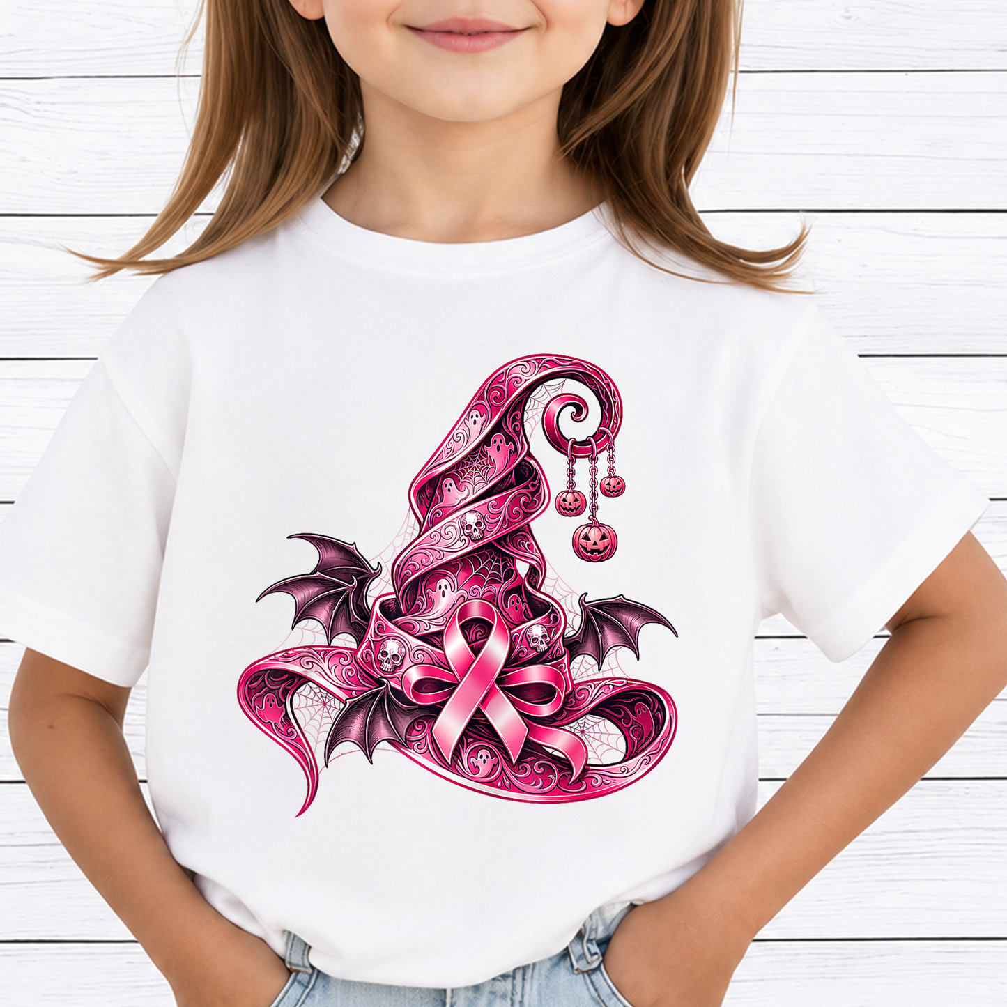Breast Cancer Awareness Bundle PNG, Pink Witch Hat Halloween Design, Pink Ribbon Witch Hat, Breast Cancer Shirt Graphic, Halloween Sublimation