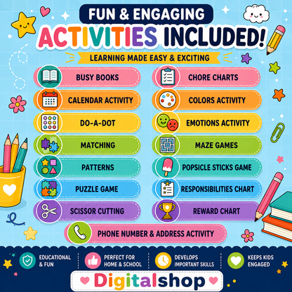 500,000+ Kids Educational Worksheets PDF Bundle - Alphabet, Math & Shapes - MRR & PLR Included