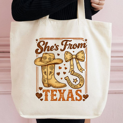 She's From Texas PNG, Western Cowgirl Boots, Lucky Horseshoe, Rustic Country Girl, Rodeo Shirt Sublimation, Digital Download