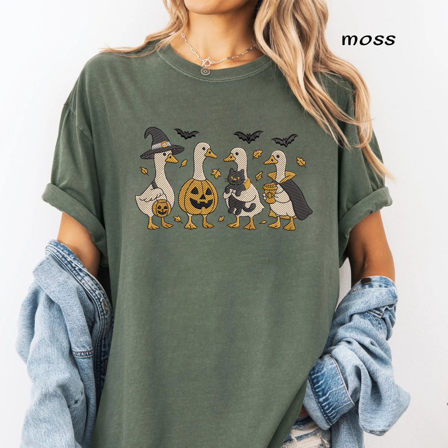 Silly Goose Halloween Costumes Machine Embroidery Design - Vintage Geese Witch Pumpkin Cat Digital File (4in, 5in, 7in, 9in) - EMB, DST, JEF, EXP, PES, VP3, HUS, XXX