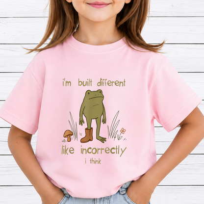 Im Built Different Like Incorrectly Frog PNG Sublimation Design - Funny Cottagecore Frog Meme Boot Mushroom Digital File (4500x5000px, 300 DPI Transparent PNG)
