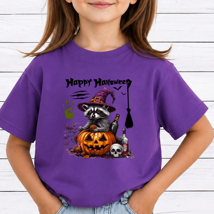 Witch Raccoon PNG Sublimation Design - Spooky Purple Hat Raccoon Pumpkin Wine Skull Digital File (4500x5000px, 300 DPI Transparent PNG)