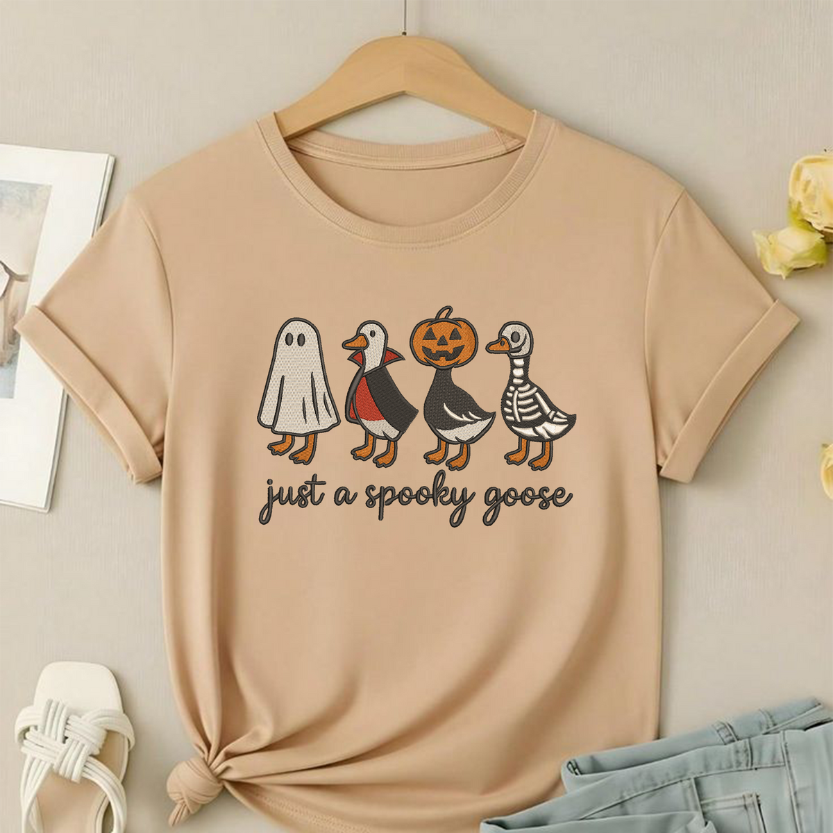 Just A Spooky Goose Machine Embroidery Design - Halloween Goose Costume Digital File (4in, 5in, 7in, 9in) - EMB, DST, JEF, EXP, PES, VP3, HUS, XXX