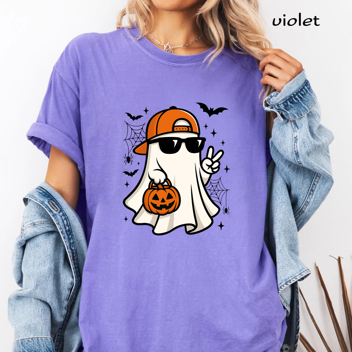 Cool Ghost Sunglasses PNG Sublimation Design - Retro Peace Sign Ghost Hat Pumpkin Halloween Digital File (4500x5000px, 300 DPI Transparent PNG)