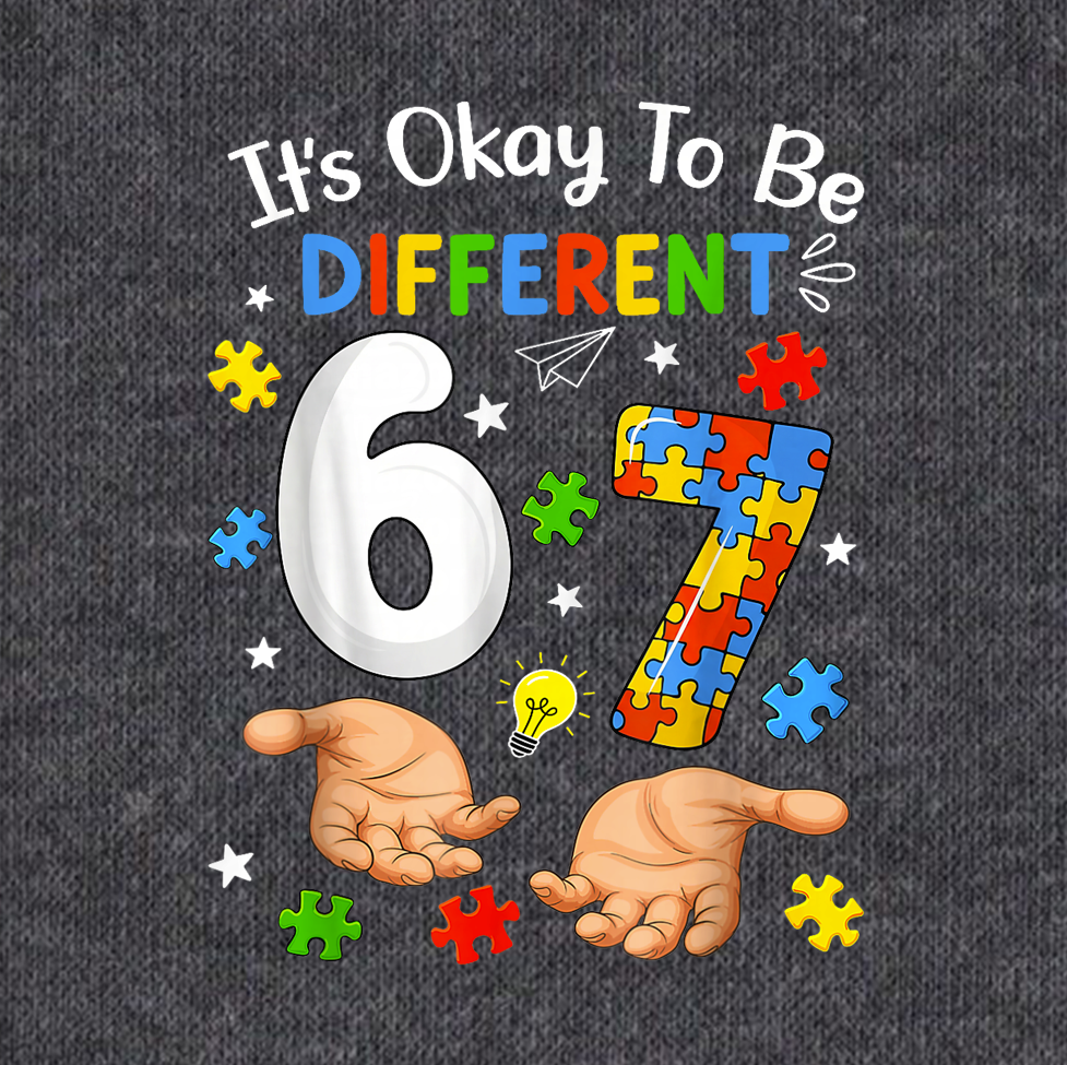 It's Okay To Be Different 67 PNG, Autism Awareness Puzzle Piece, 67th Birthday Shirt Design, Sublimation Digital Download