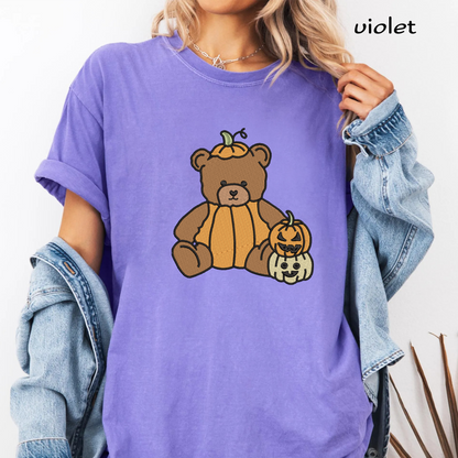 Pumpkin Teddy Bear Machine Embroidery Design - Stacked Pumpkins Halloween Digital File (4in, 5in, 7in, 9in) - EMB, DST, JEF, EXP, PES, VP3, HUS, XXX