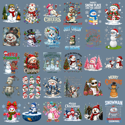 Cute Snowman PNG Bundle, Winter Snowman Sublimation Designs, Funny Snowman Clipart, Nurse Snowman PNG, Bookish Christmas Sublimation, High Resolution 300 DPI Transparent PNG Digital Download