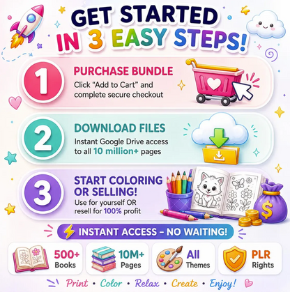 10 Million+ Kids Coloring Pages Printable PDF Bundle - MRR & PLR Included for Resell