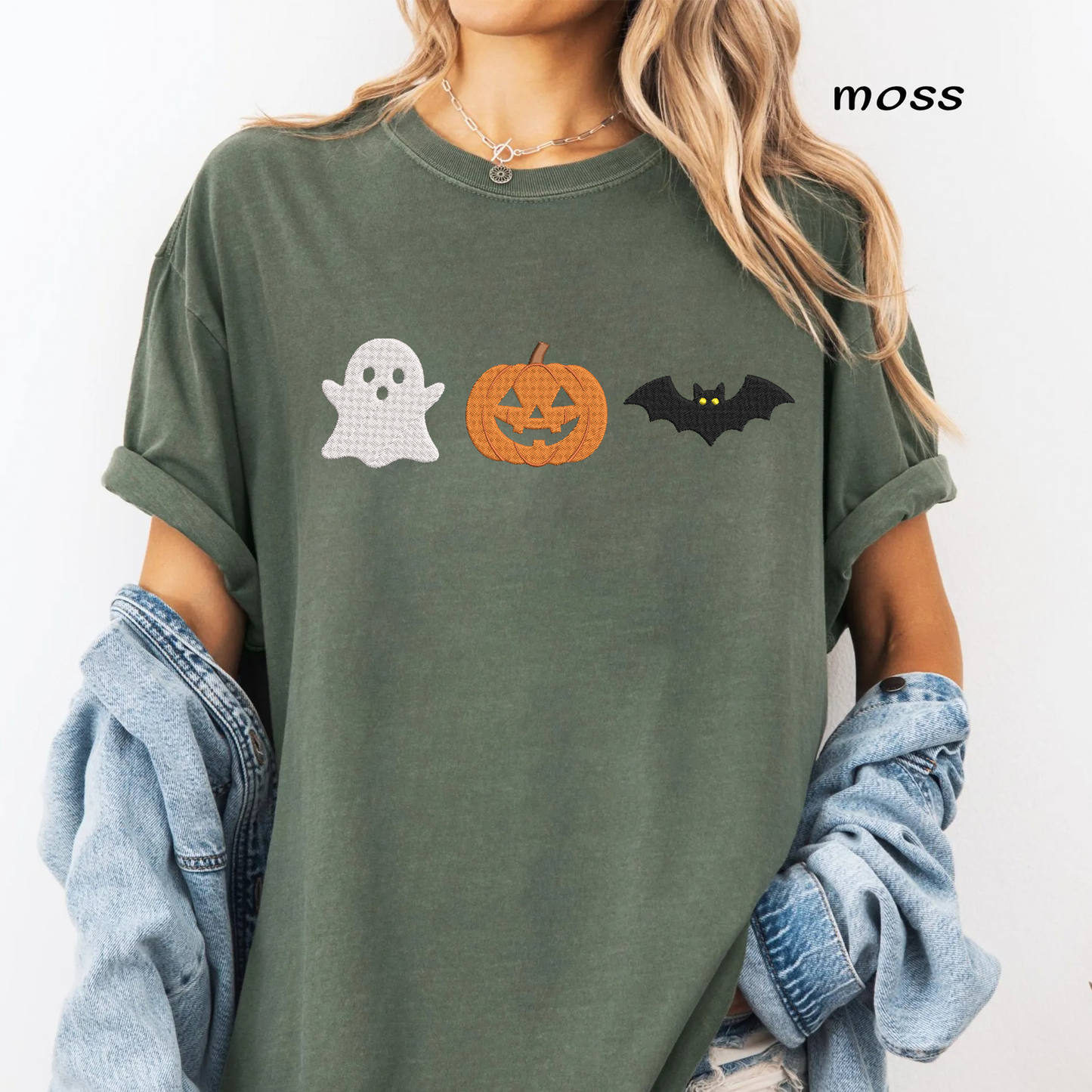 Ghost Pumpkin Bat Trio Machine Embroidery Design - Minimalist Halloween Line Digital File (4in, 5in, 7in, 9in) - EMB, DST, JEF, EXP, PES, VP3, HUS, XXX