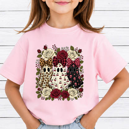Coquette Ghosts PNG Sublimation Design - Vintage Floral Cherry Leopard Bow Skull Roses Halloween Digital File (4500x5000px, 300 DPI Transparent PNG)