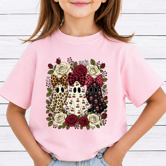 Coquette Ghosts PNG Sublimation Design - Vintage Floral Cherry Leopard Bow Skull Roses Halloween Digital File (4500x5000px, 300 DPI Transparent PNG)