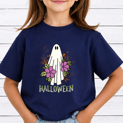 Floral Ghost PNG Sublimation Design - Cute Botanical Flower Sheet Ghost Halloween Digital File (4500x5000px, 300 DPI Transparent PNG)
