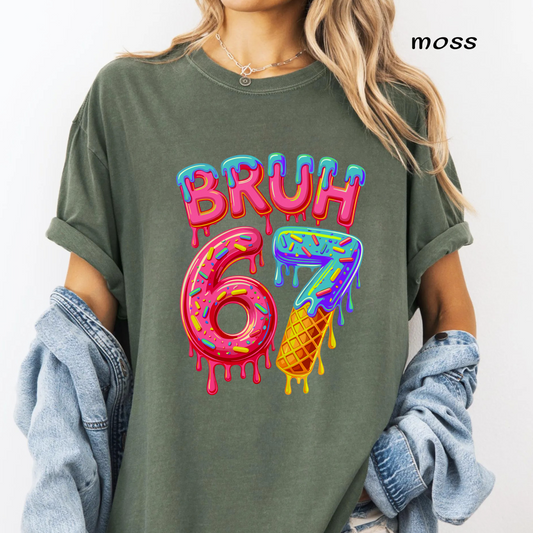 Bruh 67 PNG, Funny 67th Birthday Shirt Design, Donut Number 67, Ice Cream Cone Birthday Sublimation, Digital Download