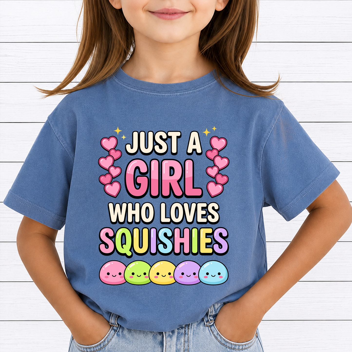 Just A Girl Who Loves Squishies PNG Bundle 35 Designs - Cute Kawaii Rainbow Dumpling Butter Toy Slime Kids Shirt Sublimation Digital File (4500x5000px, 300 DPI Transparent PNG)
