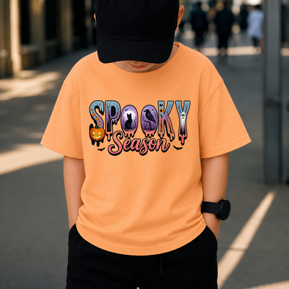 Spooky Season PNG Sublimation Design - Retro Halloween Shirt Digital Download - Ghost Pumpkin Black Cat Raven 300 DPI PNG File