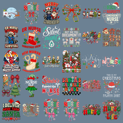 Nurse Christmas PNG Bundle, Emergency Nurse Holiday Sublimation Designs, Medical Christmas Clipart, ER ICU Nurse Christmas Crew PNG, Santa's Favorite Nurse Sublimation, High Resolution 300 DPI Transparent PNG Digital Download
