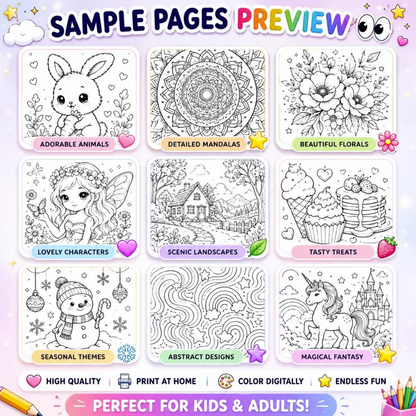 10 Million+ Kids Coloring Pages Printable PDF Bundle - MRR & PLR Included for Resell