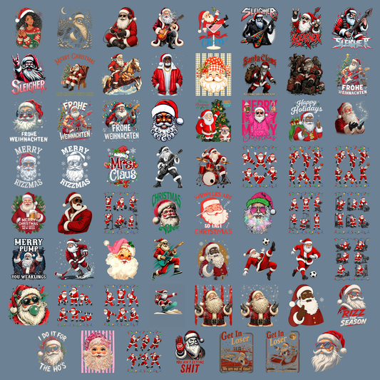 Happy Santa Claus Bundle PNG, Santa in Snow PNG, Christmas png, Merry and Bright Holiday png, Realistic Santa Art Png, Festive Christmas png DTF