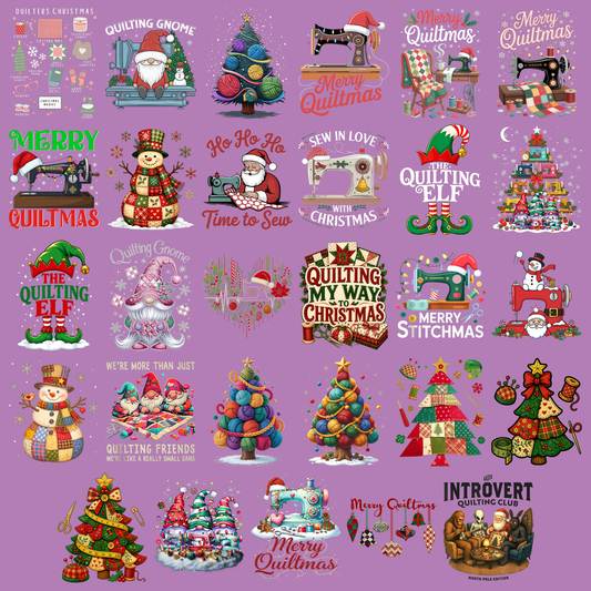 Quilting Christmas PNG Bundle, Merry Quiltmas Sublimation Designs, Sewing Christmas Clipart, Quilting Gnome PNG, Christmas Sewing Machine Sublimation