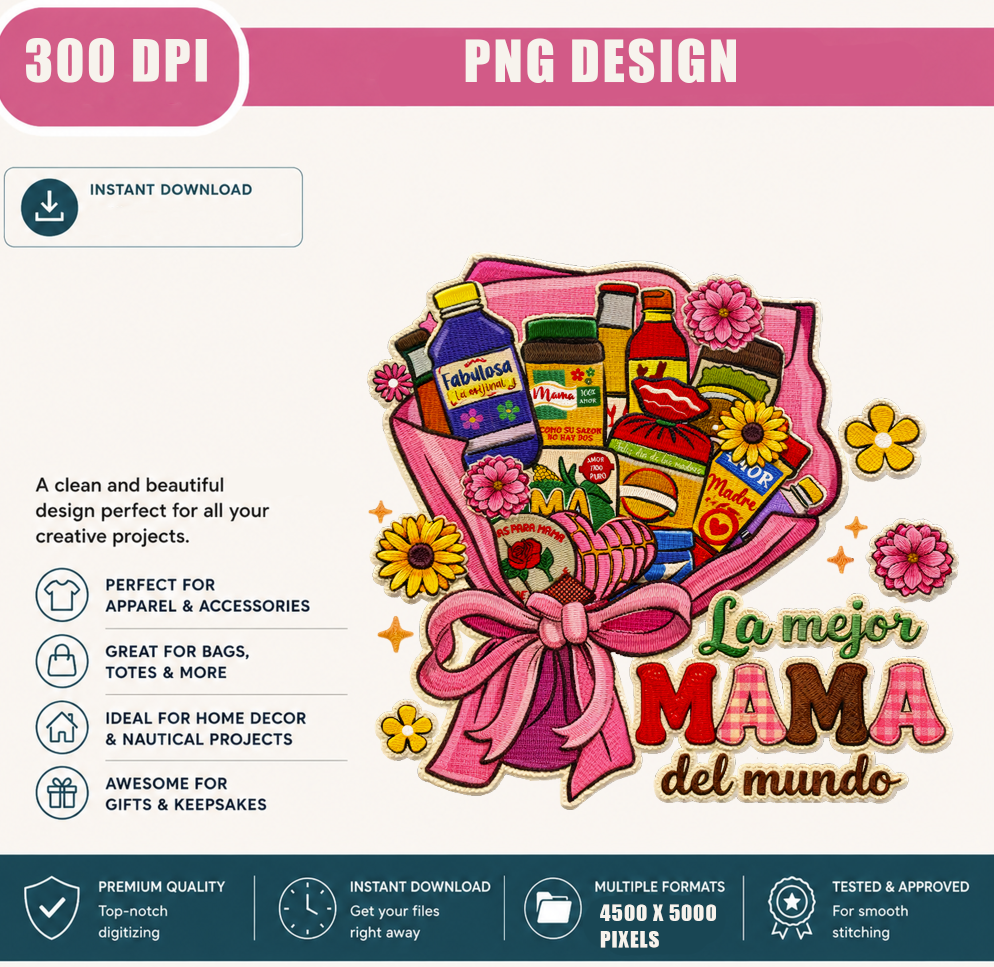 La Mejor Mamá del Mundo PNG, Best Mom in the World Spanish, Mexican Mom Gift, Floral Mother's Day Sublimation, Digital Download