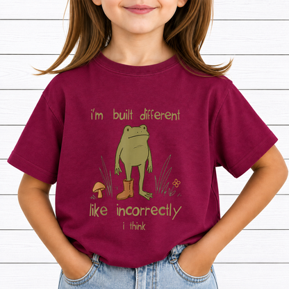 Im Built Different Like Incorrectly Frog PNG Sublimation Design - Funny Cottagecore Frog Meme Boot Mushroom Digital File (4500x5000px, 300 DPI Transparent PNG)