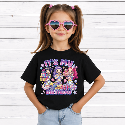 It's My Birthday PNG, Cute Kawaii Chibi Birthday Girls, Birthday Party Shirt Design, Printable PNG Digital Download