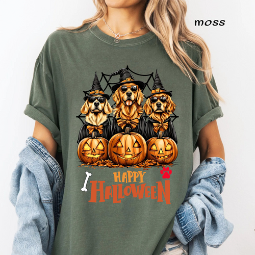 Golden Retriever Halloween PNG Sublimation Design - Cool Dog Mom Witch Sunglasses Pumpkin Paw Digital File (4500x5000px, 300 DPI Transparent PNG)