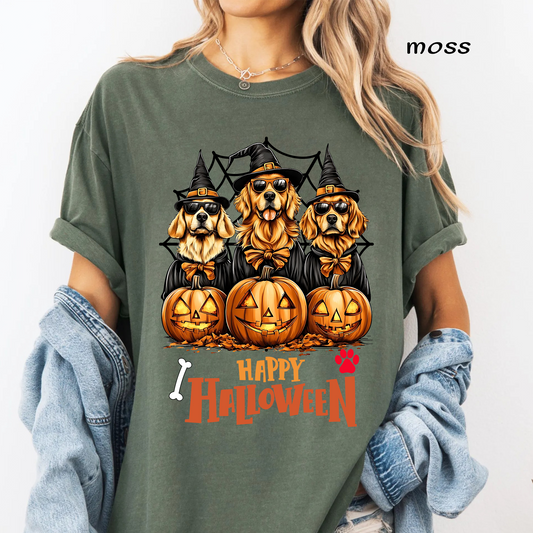 Golden Retriever Halloween PNG Sublimation Design - Cool Dog Mom Witch Sunglasses Pumpkin Paw Digital File (4500x5000px, 300 DPI Transparent PNG)