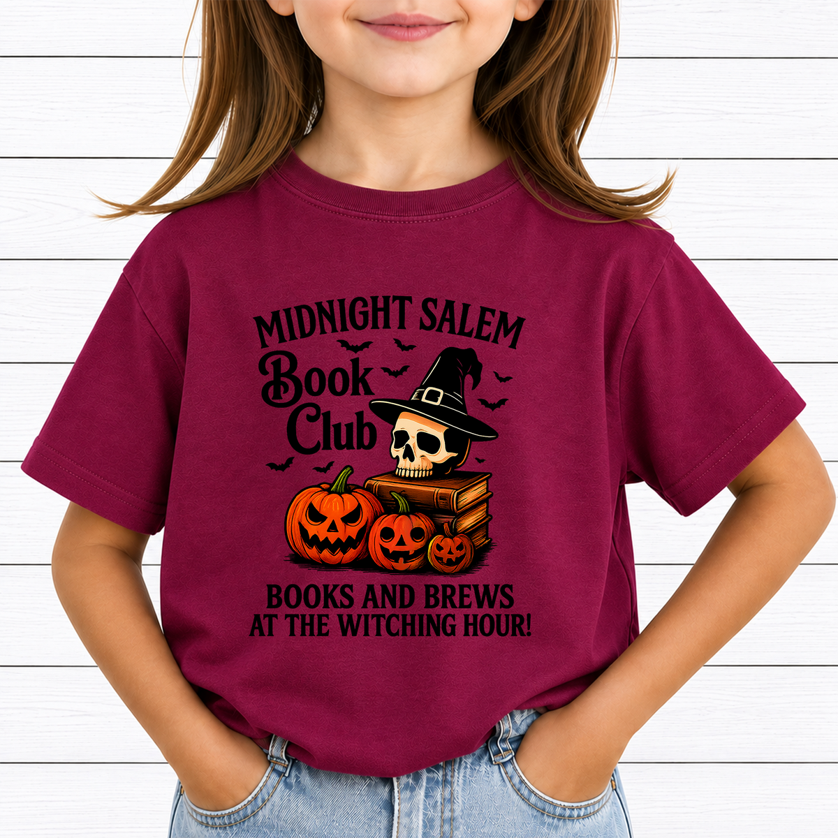 Spooky Bookworm PNG Sublimation Design - Dark Academia Witch Hat Skull Vintage Books Pumpkin Digital File (4500x5000px, 300 DPI Transparent PNG)