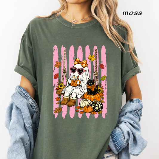 Cute Ghost Halloween PNG, Black Cat Pumpkin, Cozy Fall Vibes, Pumpkin Spice Coffee, Spooky Season Sublimation, Shirt PNG Digital Download