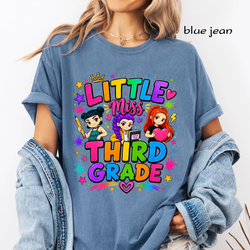 Cute Third Grade Girl PNG | Colorful Back to School Shirt Design | Kids Sublimation Graphic | Instant Digital Download
