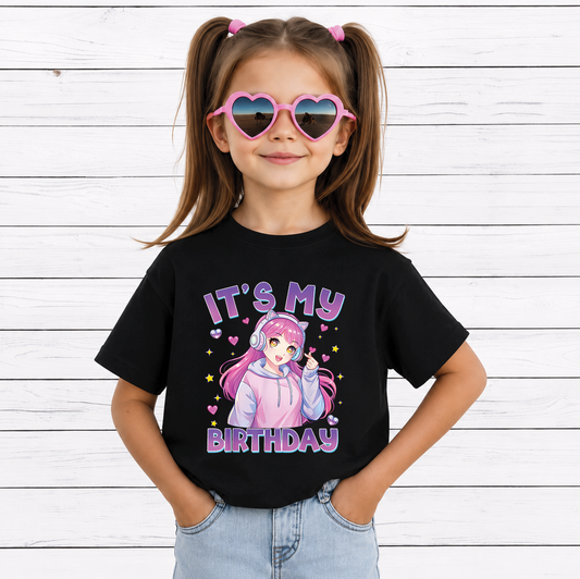 It's My Birthday PNG, Cute Kawaii Chibi Birthday Girls, Birthday Party Shirt Design, Printable PNG Digital Download