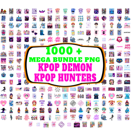 Kpop Demon Hunters PNG Mega Bundle - Saja Boys & Huntrix Chibi Sublimation Designs 300 DPI