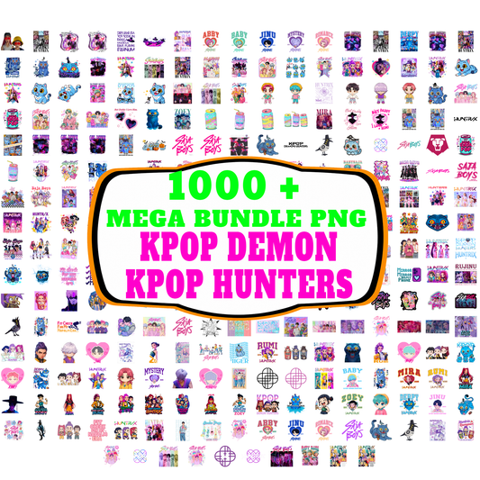 Kpop Demon Hunters PNG Mega Bundle - Saja Boys & Huntrix Chibi Sublimation Designs 300 DPI