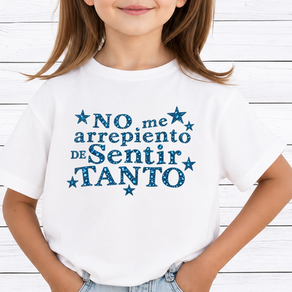 No Me Arrepiento De Sentir Tanto PNG Sublimation Design - Spanish Blue Diamond Rhinestone Glitter Quote Digital File (4500x5000px, 300 DPI Transparent PNG)