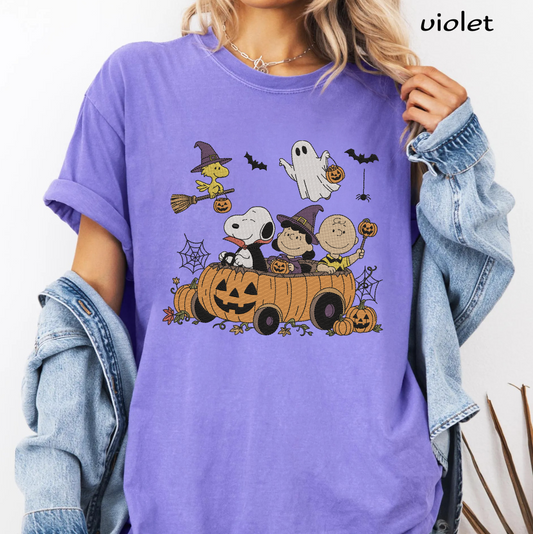 Cute Halloween Pumpkin Wagon Embroidery Design | Ghost Witch Fall Truck Machine Embroidery File | PES DST EXP JEF VP3  Instant Download