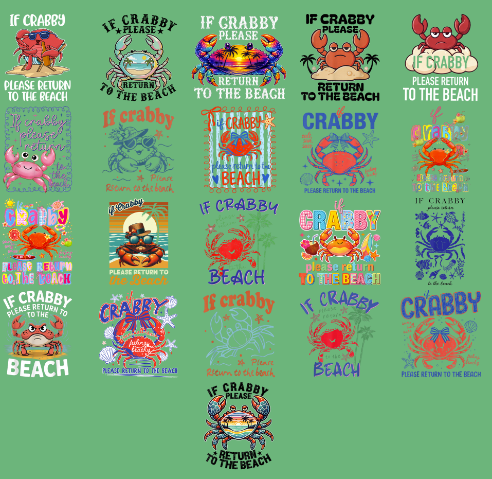 If Crabby Please Return To The Beach PNG Bundle, Funny Beach Crab Sublimation Designs, Summer Vacation Shirt PNG, Digital Download